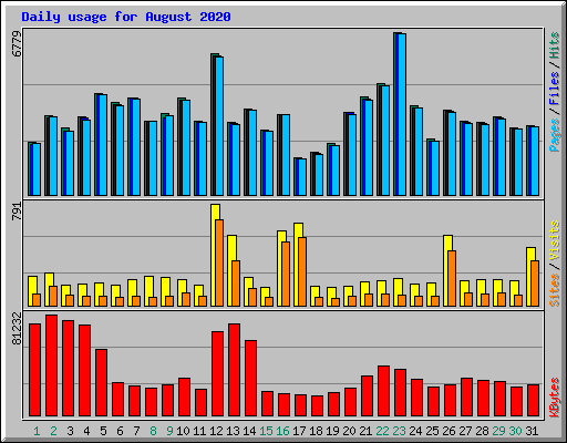 Daily usage for August 2020